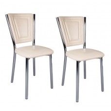 Set 2 scaune Efes piele ecologica crem