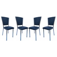 Set 4 scaune Efes piele ecologica albastru