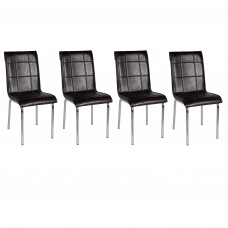 Set 4 scaune pedli Lincoln tapitate cu piele ecologica maro si cadrul metalic cromat